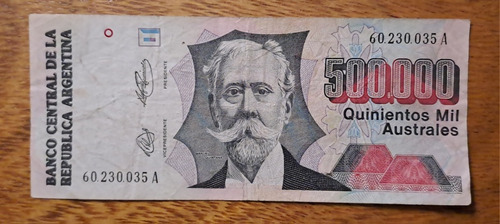 Bottero N 2902 Billete 500.000 Australes.  Usado!!!