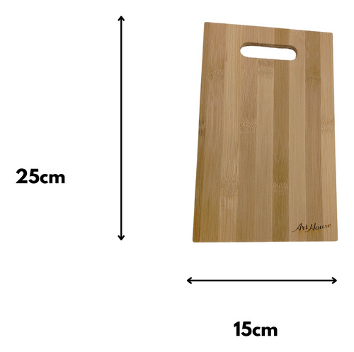 Tabua De Corte Bambu Retangular 25x15 Com Alça Cor Marrom-claro Lisa