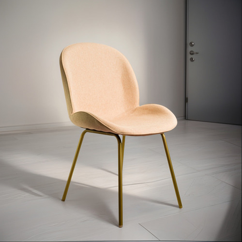 Zamibia Silla Burma Comedor Tapizada Moderna Sybil Beetle I Asiento Beige En Lino