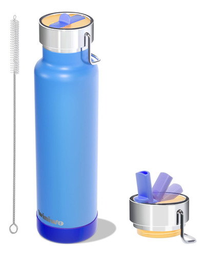 Botella De Agua Delgada Aislada De 24 Oz Con Popote Abatible
