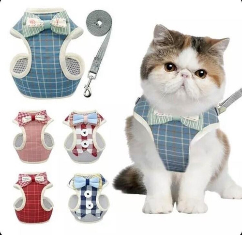 Imagen 3 de 10 de Arnés Con Collar Correa Para Gatos, Perros Pequeños Mascotas