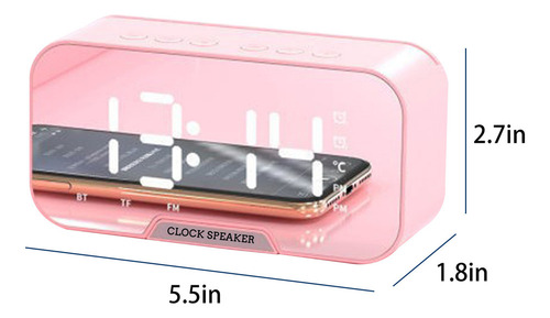 Reloj V Con Altavoz Bluetooth Y Pantalla Led De Espejo