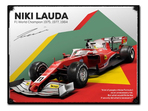 #951 - Cuadro Vintage - Niki Lauda F1 Auto Carrera No Chapa