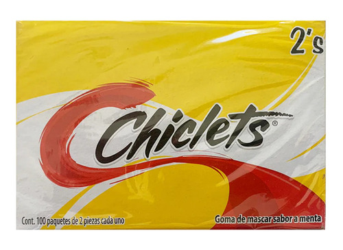 Goma De Mascar Chile Chiclets 2's Menta 100 Piezas