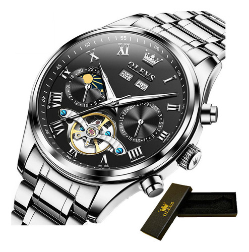 Relojes Mecánicos Impermeables Olevs Tourbillon Color Del Fondo Silver Black