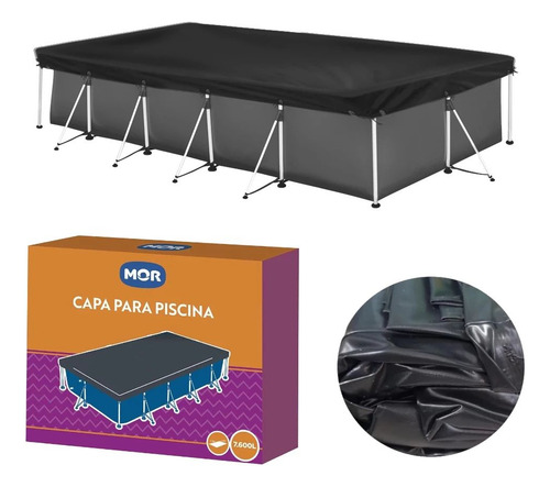 Piscina Mor Retangular Ferro 7600 Litros Com Capa E Forro