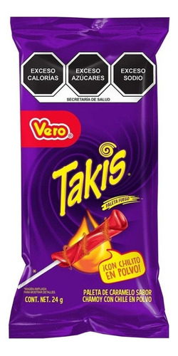 Paleta Takis Sabor Chamoy Con Chile En Polvo Vero 24gr