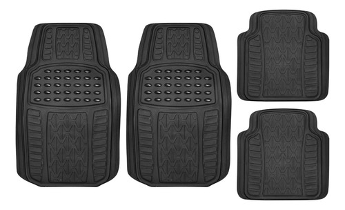 Juego Tapetes Hule Grueso Universal Automotriz Negro 4pzas
