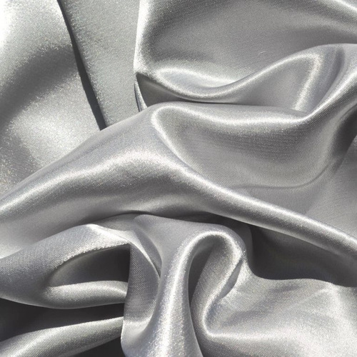Tela Satén Elastizado Gris Claro Plata Ancho 1.50 X 5 Mts Gris Liso