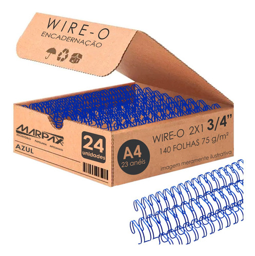 Wire-o Para Encadernação 2x1 A4 Azul 3/4 Para 140fls 36un