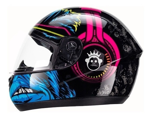 Capacete Moto Peels Spike Modelo Monkey Preto E Rosa