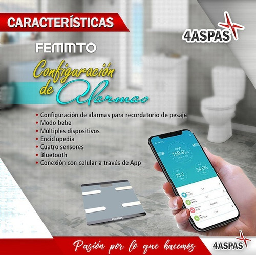Balanza Digital Personal Baño Bluetooth Femmto 180kg Nueva