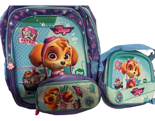 Juego Escolar Morral + Lonchera + Cartuchera Sky Paw Patrol