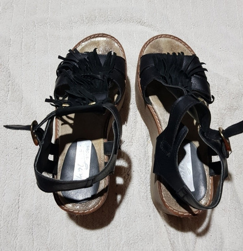 Sandalias De Cuero Marca For Your  Negras N°37 