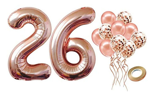 Globo Número 26 Para Decoración Cumpleaños/rosa. Marca Pyle