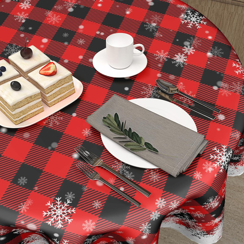 Mantel Ronda De Navidad Kawani 60 Pulgadas Rojo Rojo Búfalo