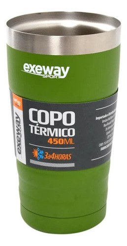 Copo Térmico Cerveja Bebidas Gelado Ou Quente 450ml Verde 