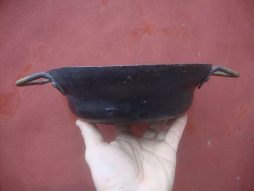 Antiguo Cacharro Tipo Sarten Hierro Bronce 31 X 24,5 X 7 Alt