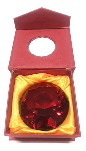 Pedra Do Poder Diamante Peso De Papel Vidro Jóia - Vermelha