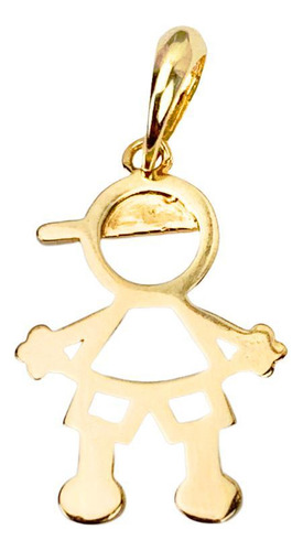 Pingente Menino Com Boné Vazado 2cm Vazado Em Ouro 18k