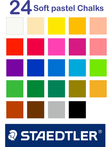 Estuche Barra Rectangular Gis Pastel Staedtler 24 Pz. Arte R Colores