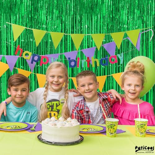 Telón De Fondo Verde Con Flecos Para Fiestas