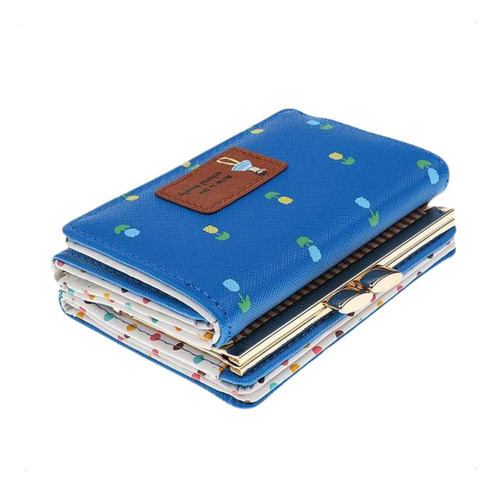 Billeteras De Mujer Wallet Monederos Mujer Tarjetero Color Azul Diseño De La Tela Floreado