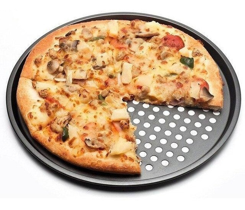 Imagem 1 de 10 de Assadeira Pizza Furada Pizza Crocante Forma Furadinha 35cm
