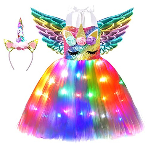 Disfraz De Unicornio Niñas, Vestido De Princesa Luces ...