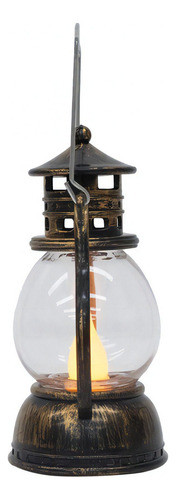 Lámpara de vela decorativa antigua con batería LED artificial, marco de 12 cm, color bronce