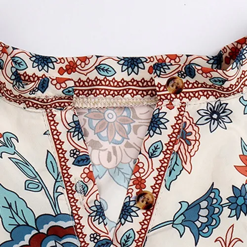 Blusa Boho Con Estampado De Cordones Para Mujer, Estilo Vint