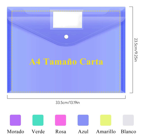 Folder Tamaño Carta, 24 Carpetas Tamaño Carta A4 Colores
