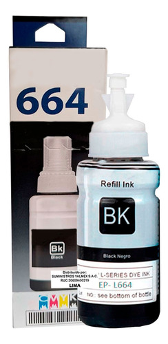 Tinta Genérico T664 Negro Compatible Con Epson L395 / L375