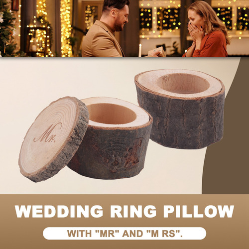 Soporte De Almohada Rústico Para Anillos De Boda Mr & Mrs Sh