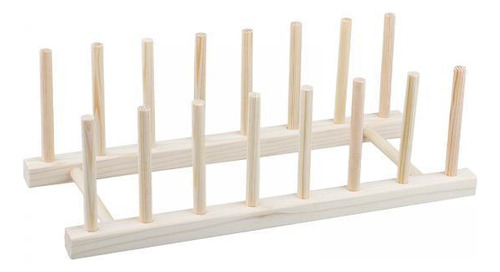 2 Estante Para Platos De Madera, Soporte De 8 Ranuras