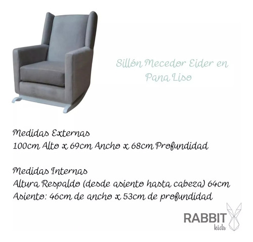 Imagen 3 de 10 de Sillon Mecedor Eider Con Capitone Tapizado En Pana