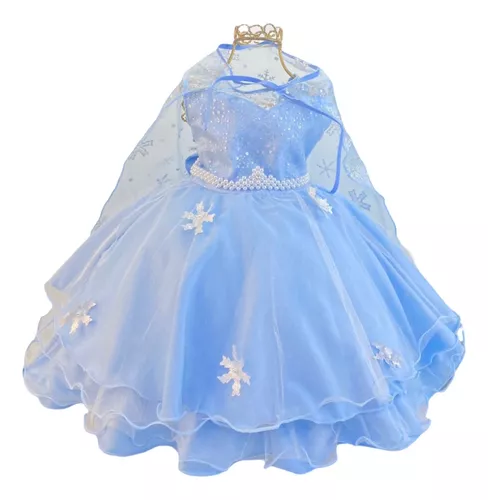 Vestido Frozen Infantil Rainha Elsa + acessórios de Brinde