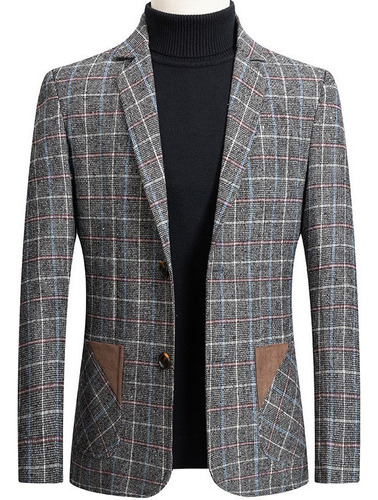 Blazer Hombre Estilo Británico Clásico Patrón De Cuadros