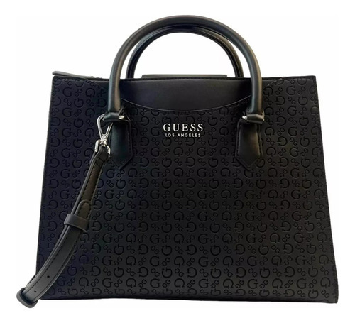 Bolso Guess Negro Mujer Original Acabado De Los Herrajes Metal Diseño De La Tela Relieve