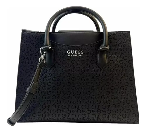 Bolso Guess Negro Mujer Original Acabado De Los Herrajes Metal Diseño De La  Tela Relieve