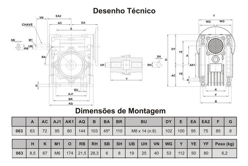 Motoredutor Vds 1cv Weg Trifásico Eixo 25mm Vazado