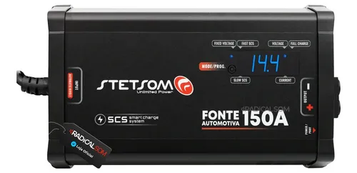 comprar Fonte Carregador STETSOM 150A Amperes Som Automotivo Para Caixa Bob Som Carro Paredão 12v Bivolt Carregador Partida Bateria Bancada Teste Alimentação Fita Led câmera CFTV Dynamic Smart Cooler