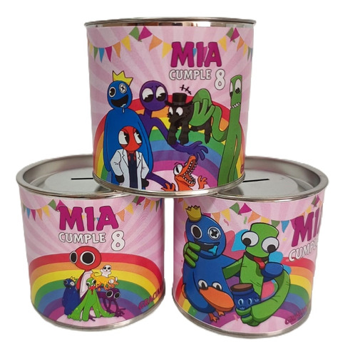 Alcancias Souvenir Personalizadas X 10 Rainbow Friends Rosa