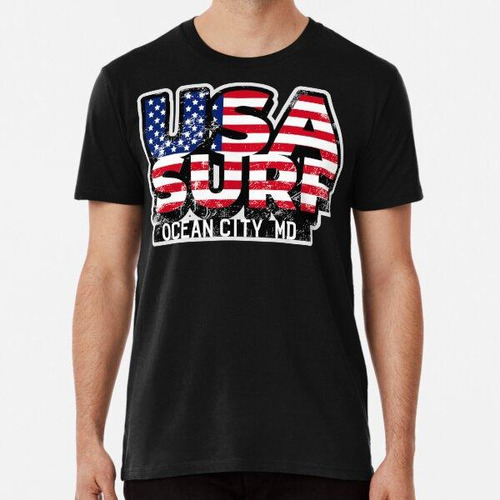 Remera Ocean City Md - Diseño De Surf Con Bandera De Ee. Uu.