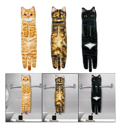 3pcs Multipurpose Cat Funny Hand Towels Drying Hands