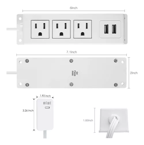 Regleta De Toma De Corriente De Montaje En Pared De 3 Salida