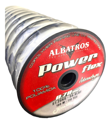 Nylon Power Flex 0,70mm 27kg Tanza Pesca X100m Transparente