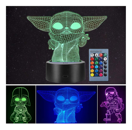 Lampara De Mesa 3 Patrones 3d De Star Wars Yoda