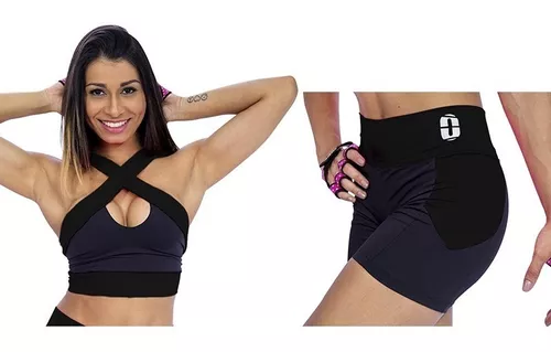 Kit Academia Feminino Short Cos Alto + Top X Fitness Treino