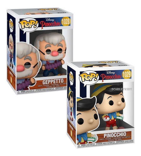 Funko Pop Pinocchio 1029 + Gepeto 1028 Disney Orig Scarlet